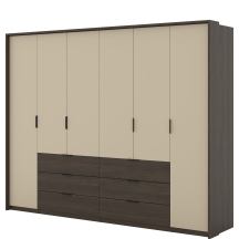 Szafa MOLA 274 cm 6 drzwi 6 szuflad Dąb Dunin / Beż Jasny 24D1OI29 TYP-29 Podstawowe