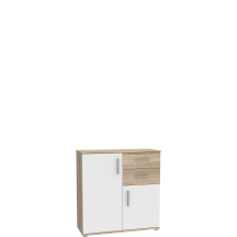Komoda 2 szuflady 2 drzwi IKLK221-Q45F Dąb Sonoma / Biały Uni NET106 Podstawowe