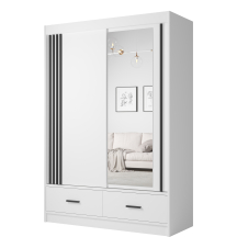 Szafa przesuwna dwudrzwiowa 150 cm z lustrem CANADA CA-24 Biel Perłowa uchwyty Czarne CANADA Podstawowe