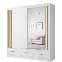 Szafa przesuwna dwudrzwiowa 200 cm z lustrem CANADA CA-25 Biel Perłowa uchwyty Złote CANADA Podstawowe