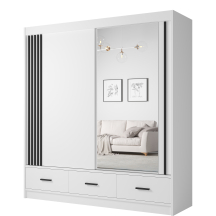 Szafa przesuwna dwudrzwiowa 200 cm z lustrem CANADA CA-24 Biel Perłowa uchwyty Czarne CANADA Podstawowe