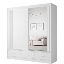 Szafa przesuwna dwudrzwiowa 200 cm z lustrem CANADA CA-21 Biel Perłowa uchwyty Białe CANADA Podstawowe