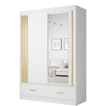 Szafa przesuwna dwudrzwiowa 150 cm z lustrem CANADA CA-25 Biel Perłowa uchwyty Złote CANADA Podstawowe