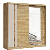 Szafa przesuwna AVANTGARDE 2-drzwiowa z lustrem 200 cm AV-3 Artisan / Kaszmir / Dąb Podstawowe