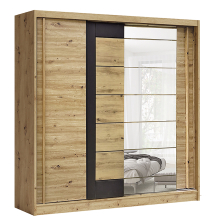 AVANTGARDE Szafa przesuwna 2-drzwiowa z lustrem 200 cm AV-4 Artisan / Grafit Podstawowe