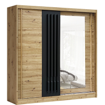 AVANTGARDE Szafa przesuwna 2-drzwiowa z lustrem 200 cm AV-5 Artisan / Lamele Grafit Podstawowe