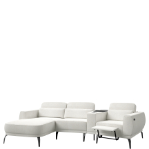 Narożnik z barkiem i podnóżkiem elektrycznym Lewy VELUMO Podstawowe