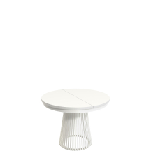 Stół rozkładany do jadalni GARDA okrągły, podstawa biała blat Biel Alpejska Podstawowe