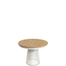 Stół rozkładany do jadalni GARDA okrągły, podstawa biała blat Dąb Artisan Podstawowe