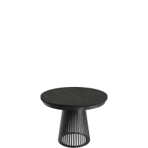 GARDA Stół rozkładany do jadalni okrągły, podstawa czarna blat Czarne Drewno Podstawowe