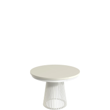 Stół rozkładany do jadalni GARDA okrągły, podstawa biała blat Kaszmir Podstawowe