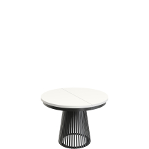 GARDA Stół rozkładany do jadalni okrągły, podstawa czarna blat Biel Alpejska Podstawowe