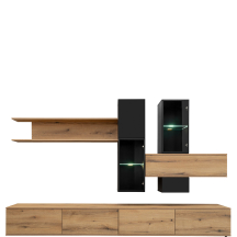 Meblościanka do salonu CRUZ Dąb Coast Evoke / Czarny Podstawowe