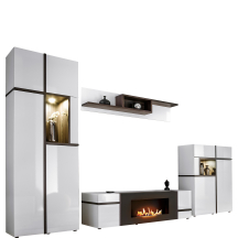 Meblościanka CROSS z biokominkiem Biały Połysk CROSS BIAŁY POŁYSK Podstawowe