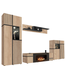 Meblościanka CROSS z biokominkiem Hickory Jackson / Czarny CROSS HICKORY JACKSON Podstawowe