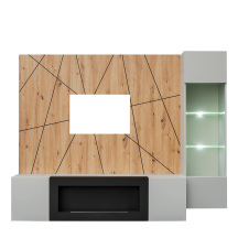 Meblościanka z biokominkiem XARI XR G-K Perla Gray / Artisan XARI Podstawowe