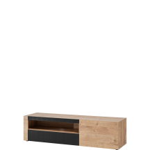 Szafka RTV pod telewizor Dąb Ribbeck / Czarny Ryflowany ARON Podstawowe