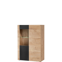 Witryna niska Kredens Dąb Ribbeck / Czarny Ryflowany ARON Podstawowe