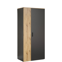 Szafa 90 cm 2-drzwiowa z lamelami Grafit / Dąb Evok ESTEBAN Podstawowe