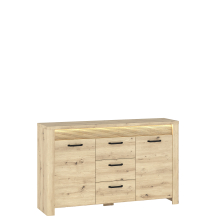 Komoda dwudrzwiowa z 3 szufladami i oświetleniem LED dąb artisan MORIS Podstawowe