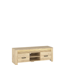 Szafka RTV z 2 szufladami 150 cm oświetlenie LED dąb artisan MORIS Podstawowe
