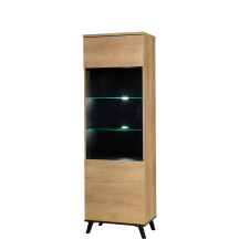 Wysoka witryna na nóżkach Dąb Lefkas / Czarny JOHN II Podstawowe