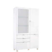 Witryna 110 cm z szufladami ENJV721-C605 Biały / szkło Optiwhite POOLE Podstawowe