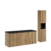 Zestaw mebli do łazienki 140 cm słupek i szafka z blatem NOVA OAK Podstawowe