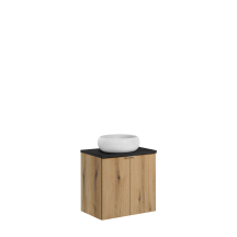 Szafka łazienkowa wisząca z umywalką 60 cm blat czarny NOVA OAK Podstawowe