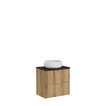 Szafka łazienkowa wisząca z umywalką 60 cm blat czarny NOVA OAK Podstawowe