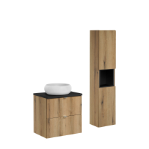 Zestaw łazienkowy szafka 60 cm z blatem, umywalka, słupek NOVA OAK Podstawowe