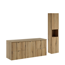 Zestaw mebli do łazienki 140 cm słupek i szafka z szufladami NOVA OAK Podstawowe
