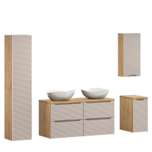 Beżowy zestaw mebli do łazienki z szafką pod umywalkę 120 cm OCEAN BEIGE Podstawowe