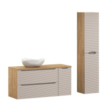 Beżowy zestaw mebli łazienkowych z szafką pod umywalkę 120 cm OCEAN BEIGE Podstawowe