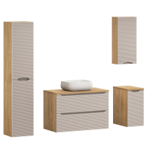Beżowy zestaw mebli do łazienki z szafką pod umywalkę 90 cm OCEAN BEIGE Podstawowe