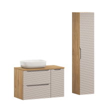 Beżowy zestaw mebli łazienkowych z szafką pod umywalkę 90 cm OCEAN BEIGE Podstawowe