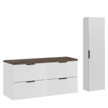Zestaw mebli do łazienki 120 cm słupek i szafka z blatem Vintage ADEL WHITE Podstawowe