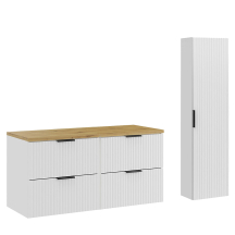 Zestaw mebli do łazienki 120 cm słupek i szafka z blatem Dąb Artisan ADEL WHITE Podstawowe