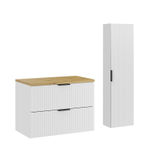Zestaw mebli do łazienki 80 cm słupek i szafka z blatem Dąb Artisan ADEL WHITE Podstawowe
