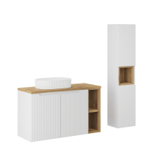Nowoczesne meble łazienkowe zestaw z umywalką i blatem 100 cm NOVA WHITE Podstawowe