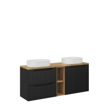 Zestaw szafek wiszących z dwoma umywalkami 140 cm NOVA BLACK Podstawowe