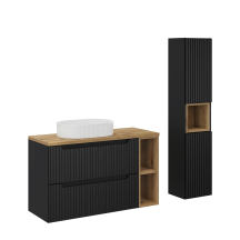 Zestaw łazienkowy szafka 100 cm z blatem, umywalka, słupek NOVA BLACK Podstawowe