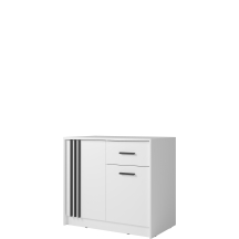 Komoda 100 cm 1 szuflada 2 drzwi CY-24 Biały / uchwyty Czarne CANADA Podstawowe
