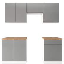 Zestaw mebli kuchennych 2 m White / Grey Połysk ASPEN Podstawowe