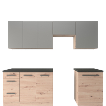 Zestaw mebli kuchennych 2,4 m Dąb Artisan / Grey Mat LANGEN Podstawowe