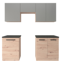 Zestaw mebli kuchennych 2 m Dąb Artisan / Grey Mat LANGEN Podstawowe