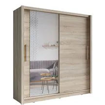 Szafa przesuwna 2D BAKU z lustrem 155 cm Dąb Sonoma Podstawowe