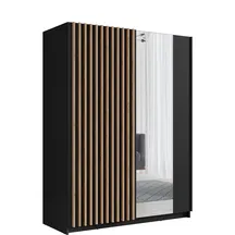 Szafa przesuwna 2D DALIA z lustrem i lamelami 150 cm Czarny / Dąb Artisan Podstawowe