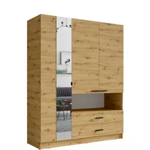 Szafa 3 drzwi 2 szuflady TURYN 158 cm z lustrem Dąb Artisan Podstawowe