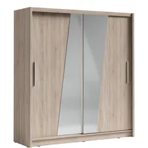 Szafa przesuwna 2D BERGAMO 205 cm lustro skośne Dąb Sonoma Podstawowe